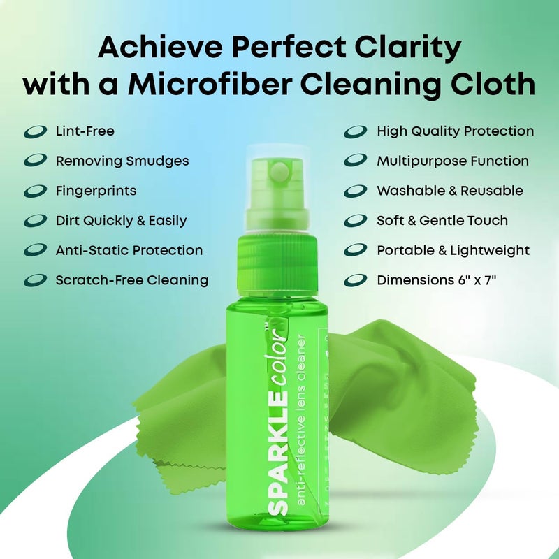 OPTIPAK Sparkle Anti-Reflective Safe Lens Cleaner Spray Kit - (2) 1oz Glasses Cleaner Bottle & (2) Microfiber Cloth for Eyeglasses, Sunglasses, Lenses, Screens and Camera Cleaning Kit (4 Piece Set) - Image 4